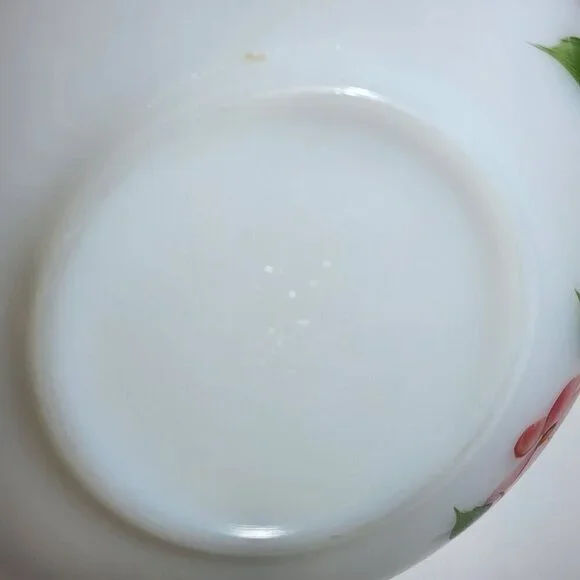 Fire King Hand-Painted Milk Glass Mixing Bowl With Pink Floral Design VTG - Picture 9 of 11